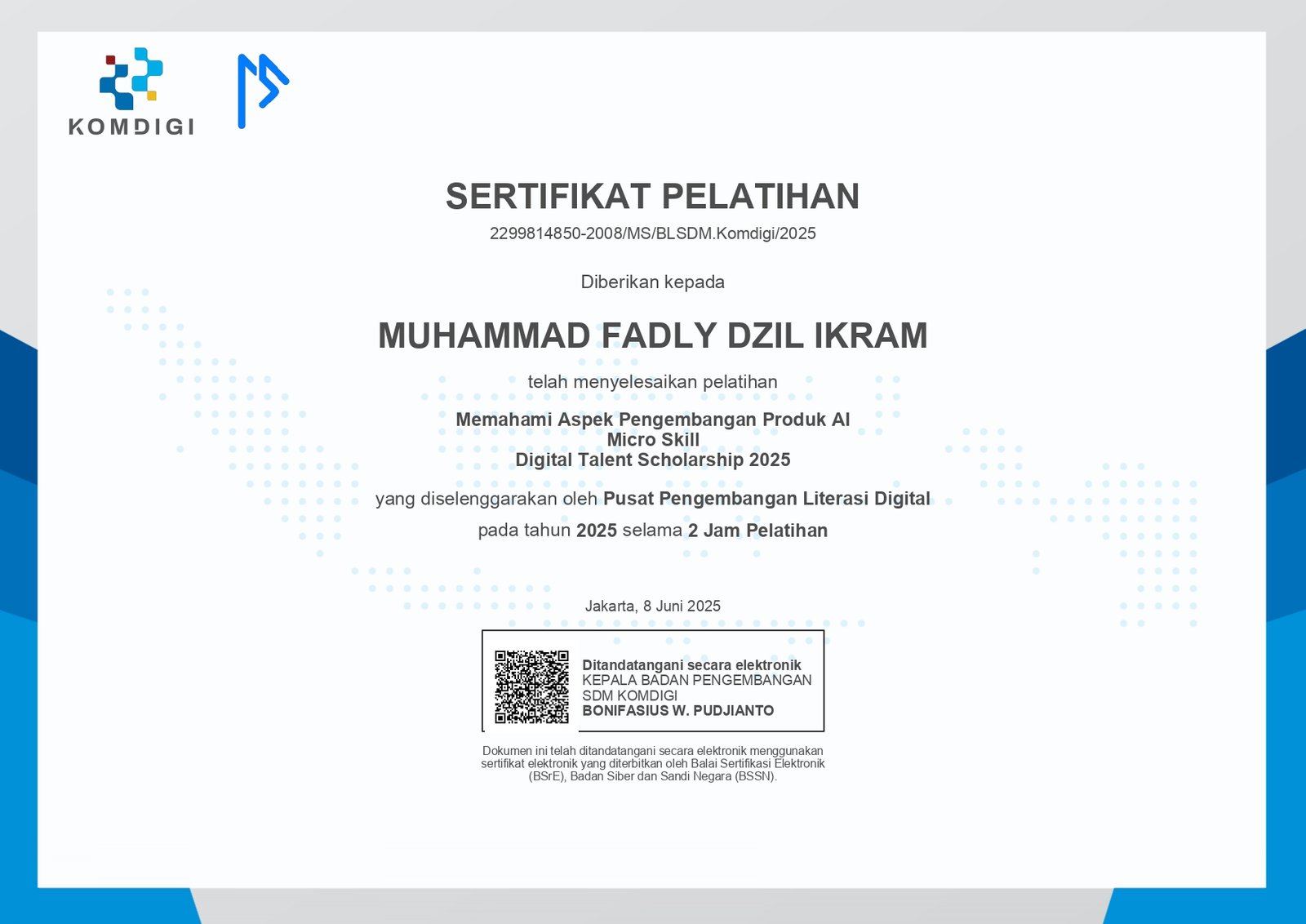 Sertifikat memahami aspek pengembagan produk AI